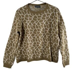 Wooden Ships Pullover Sweater Size S M Giraffe Skin Print Mohair Wool Acrylic